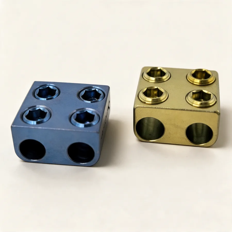 Conectores dominó para tornillos transpediculares lumbares, vía posterior. Imagen referencial.