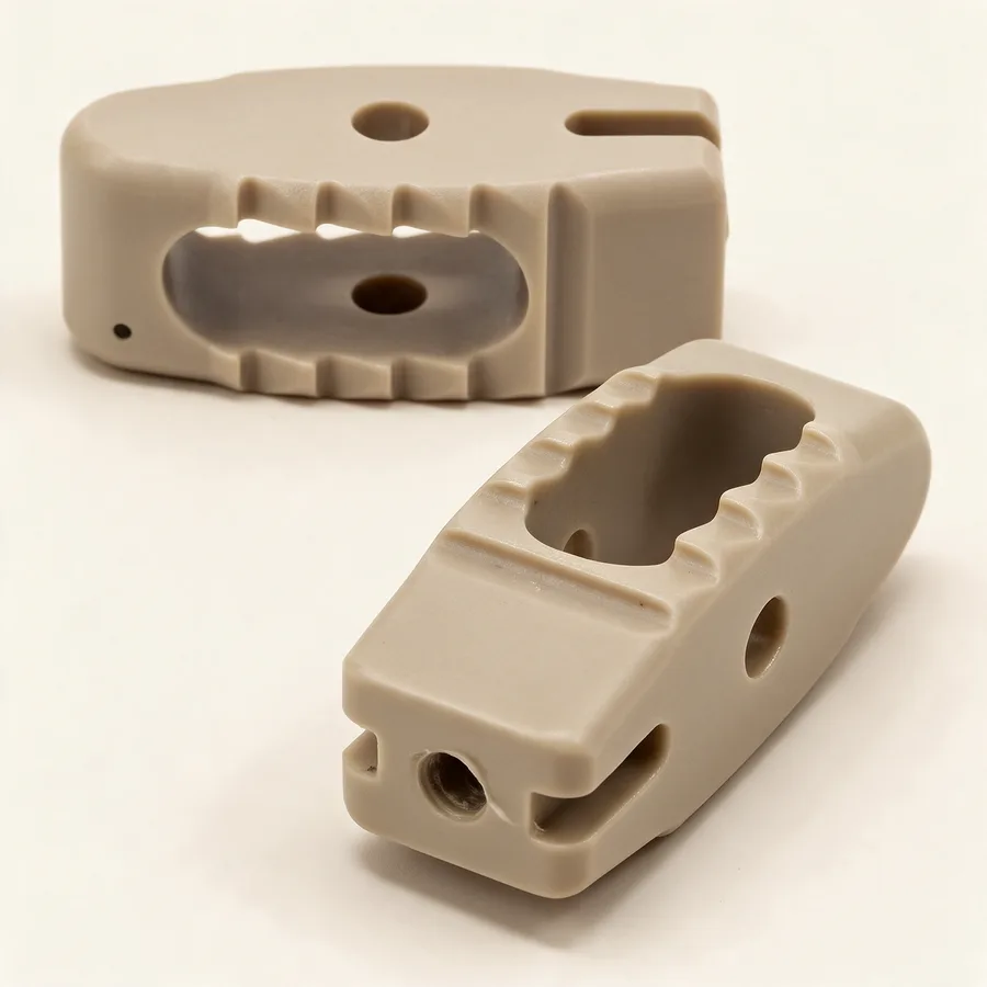 Dispositivo lumbar de PEEK PLIF, vía posterior. Imagen referencial.