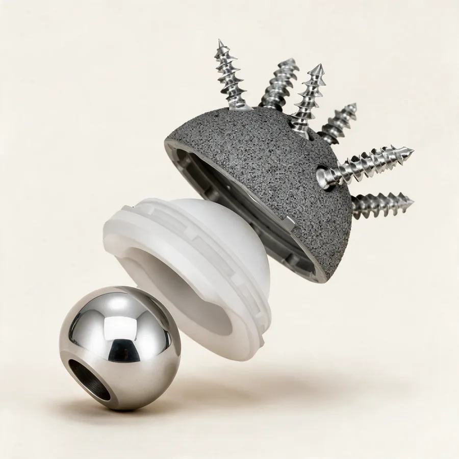 Sobrecopa acetabular atornillada multiorificios no cementada. Imagen referencial.