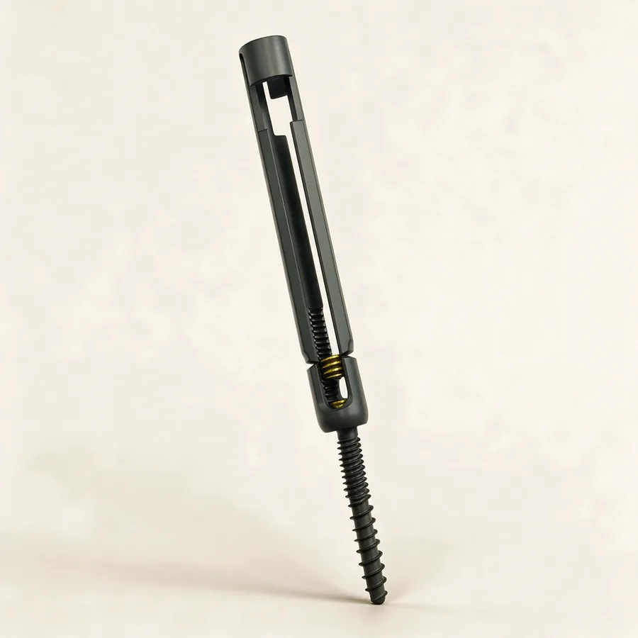Tornillo pedicular poliaxial para cirugía mínimamente invasiva, barra de 5,5 mm. Imagen referencial.